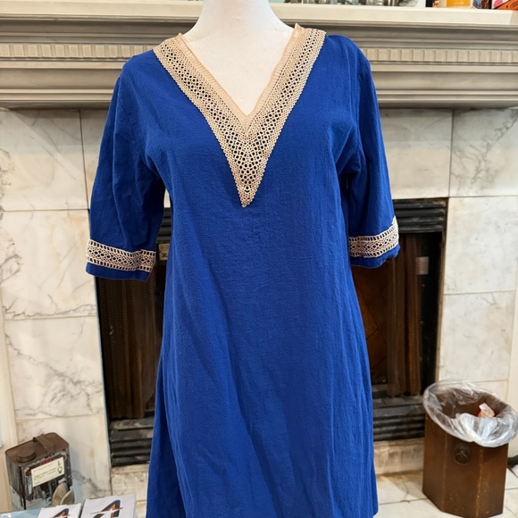 Blue cotton gauze dress - Picture 4 of 4